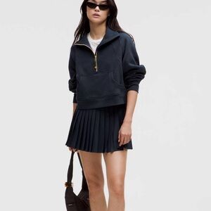 Lululemon Women's Funnel Neck Sweater in Navy Blue Cropped Oversized